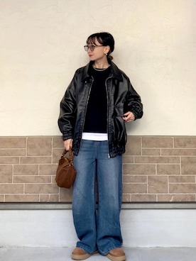 「アイテム（ブーツ、イエロー系）」を使った、SIZUさん（レディース・156cm）の冬コーディネート