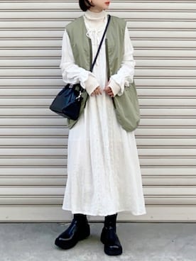 「FREAK'S STORE（フリークスストア）のアイテム（ワンピース/ドレス）」を使った、SIZUさん（レディース・156cm）の冬コーディネート