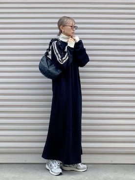 「Auntie Rosa Holiday（アンティローザホリデー）のアイテム（ワンピース）」を使った、SIZUさん（レディース・156cm）の冬コーディネート