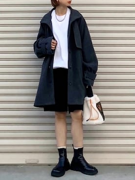 「ボア」｜「アイテム（トレンチコート）」を使った、SIZUさん（レディース・156cm）の秋コーディネート