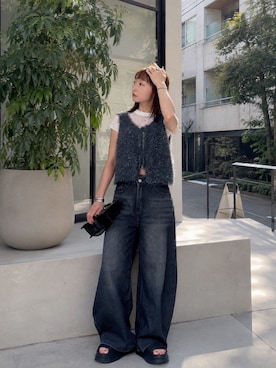 「アイテム（フェイスパウダー）」を使った、SIZUさん（レディース・156cm）の夏コーディネート