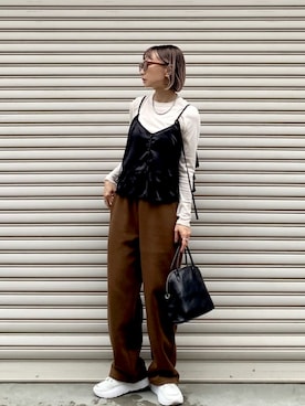 「アイテム（サングラス）」を使った、SIZUさん（レディース・156cm）の秋コーディネート