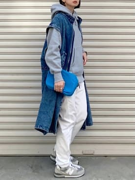 「ジレ」｜「アイテム（モッズコート）」を使った、SIZUさん（レディース・156cm）の冬コーディネート