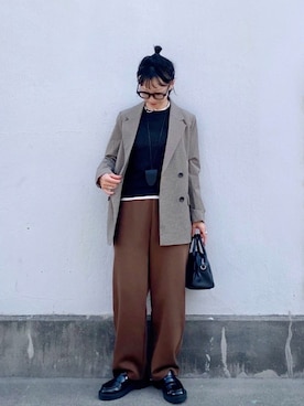 「アイテム（メガネ）」を使った、SIZUさん（レディース・156cm）の秋コーディネート