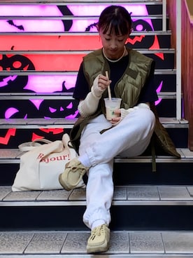 「FREAK'S STORE（フリークスストア）のアイテム（ベスト）」を使った、SIZUさん（レディース・156cm）の秋コーディネート