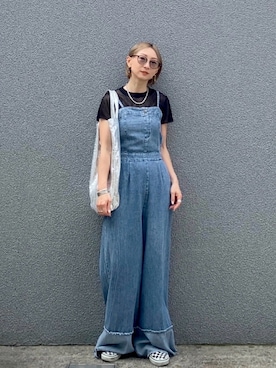 「GRL（グレイル）のアイテム（オールインワン・サロペット）」を使った、SIZUさん（レディース・156cm）の夏コーディネート