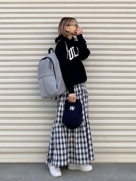 「アイテム（パーカー）」を使った、SIZUさん（レディース・156cm）の春コーディネート