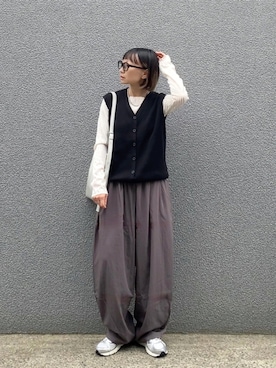 「アイテム（ベスト）」を使った、SIZUさん（レディース・156cm）の秋コーディネート