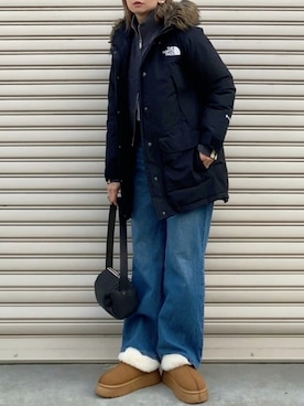 「タートルネック」｜「アイテム（ダウンジャケット/コート）」を使った、SIZUさん（レディース・156cm）の冬コーディネート