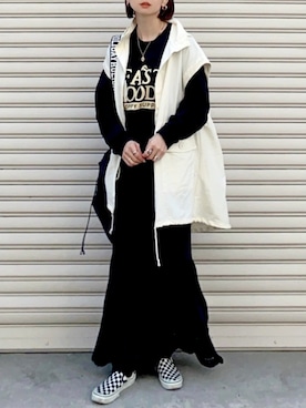 「Simplicite（サンプリシテ）のアイテム」を使った、SIZUさん（レディース・156cm）の春コーディネート