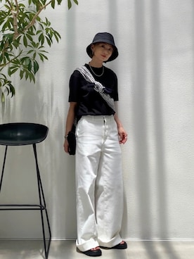 「UNIQLO（ユニクロ）のアイテム（帽子）」を使った、SIZUさん（レディース・156cm）の夏コーディネート