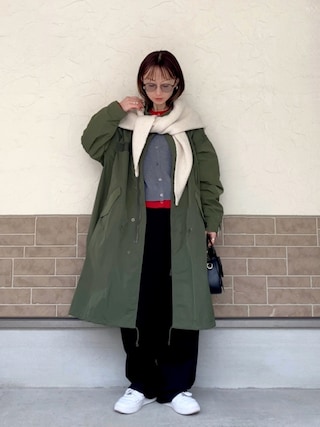 「Re:EDIT（リエディ）の[お気に入り数1万突破][新色追加][低身長/高身長サイズ有]ニットバレルレッグカーブパンツ（その他パンツ）」を使った、SIZUさん（レディース・156cm）の冬コーディネート