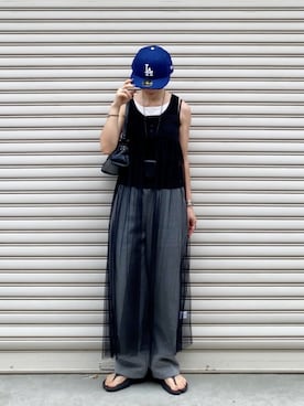 「アイテム（スウェットパンツ）」を使った、SIZUさん（レディース・156cm）の夏コーディネート
