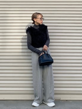 「タートルネック」｜「アイテム（ボストンバッグ）」を使った、SIZUさん（レディース・156cm）の冬コーディネート