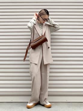 「GLOBAL WORK（グローバルワーク）のお手入れラクラクセットアップ/ワイドパンツ/253482」を使った、SIZUさんのコーディネート