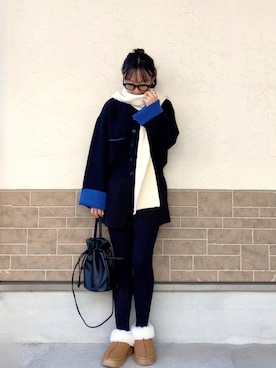 「AS KNOW AS plus（アズノゥアズプラス）のアイテム（バッグ）」を使った、SIZUさん（レディース・156cm）の冬コーディネート