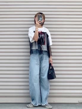 「ロックT」｜「アイテム（スリッポン）」を使った、SIZUさん（レディース・156cm）の夏コーディネート