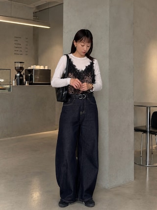 「Daniel Wellington(ダニエルウェリントン)のCORTA Croc 24x28MM 本革 レディース腕時計 ブラック/ホワイト(アナログ腕時計)」を使った、SIZUさん(レディース・156cm)の秋コーディネート