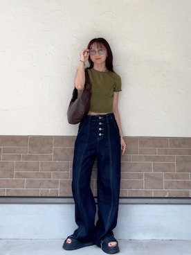 「UGG（アグ）のUGG/アグ/GoldenGlow/ゴールデングロウ/1152685（サンダル、ブラック系）」を使った、SIZUさん（レディース・156cm）の夏コーディネート