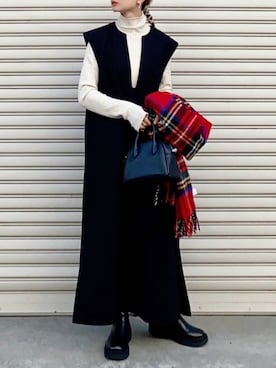 「アイテム（ワンピース/ドレス）」を使った、SIZUさん（レディース・156cm）の冬コーディネート