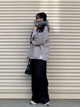 「アイテム（ボストンバッグ）」を使った、SIZUさん（レディース・156cm）の秋コーディネート