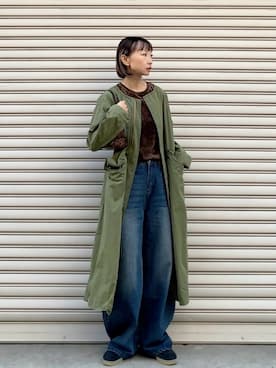 「アイテム（モッズコート）」を使った、SIZUさん（レディース・156cm）の秋コーディネート