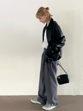 「GRL（グレイル）のアイテム（ブルゾン）」を使った、SIZUさん（レディース・156cm）の春コーディネート