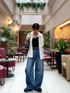 「Onitsuka Tiger（オニツカタイガー）のDELEGATION CHUNK / デレゲーション チャンク（スニーカー、ブラック系）」を使った、SIZUさん（レディース・156cm）の夏コーディネート