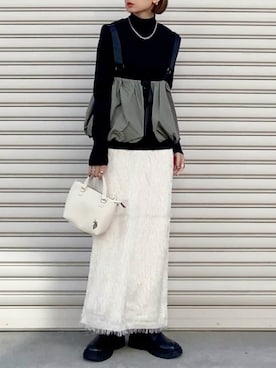 「U.S. POLO ASSN.（ユーエスポロアッスン）のアイテム（ショルダーバッグ）」を使った、SIZUさん（レディース・156cm）の秋コーディネート