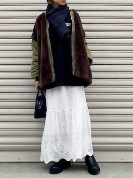 「Simplicite（サンプリシテ）のアイテム」を使った、SIZUさん（レディース・156cm）の冬コーディネート