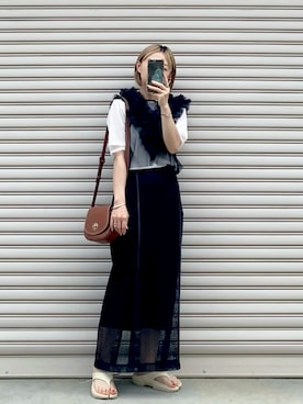 「NANO universe（ナノユニバース）のアイテム」を使った、SIZUさん（レディース・156cm）の夏コーディネート