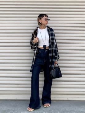 「アイテム（デニムパンツ）」を使った、SIZUさん（レディース・156cm）の秋コーディネート