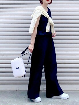 「U.S. POLO ASSN.（ユーエスポロアッスン）のアイテム（ショルダーバッグ）」を使った、SIZUさん（レディース・156cm）の夏コーディネート