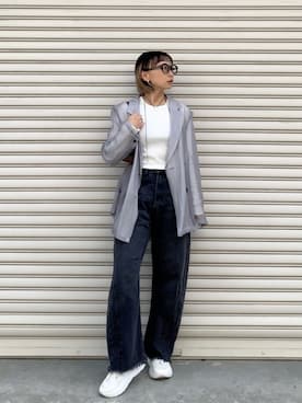 「アイテム（メガネ）」を使った、SIZUさん（レディース・156cm）の秋コーディネート
