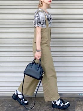 「GRL」｜「アイテム（サロペット/オーバーオール）」を使った、SIZUさん（レディース・156cm）の夏コーディネート