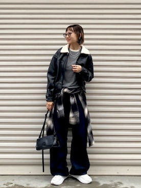 「GU（ジーユー）のアイテム（スニーカー）」を使った、SIZUさん（レディース・156cm）の秋コーディネート