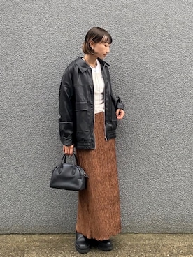 「DISCOAT（ディスコート）の【WEB限定】リブシアーロングスリーブ（Tシャツ/カットソー）」を使った、SIZUさん（レディース・156cm）の秋コーディネート