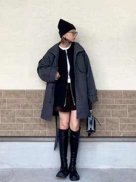 「アイテム（トレンチコート）」を使った、SIZUさん（レディース・156cm）の冬コーディネート