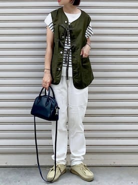 「FREAK'S STORE（フリークスストア）のアイテム（ベスト）」を使った、SIZUさん（レディース・156cm）の夏コーディネート