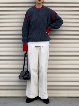 「アイテム（チノパンツ）」を使った、SIZUさん（レディース・156cm）の秋コーディネート