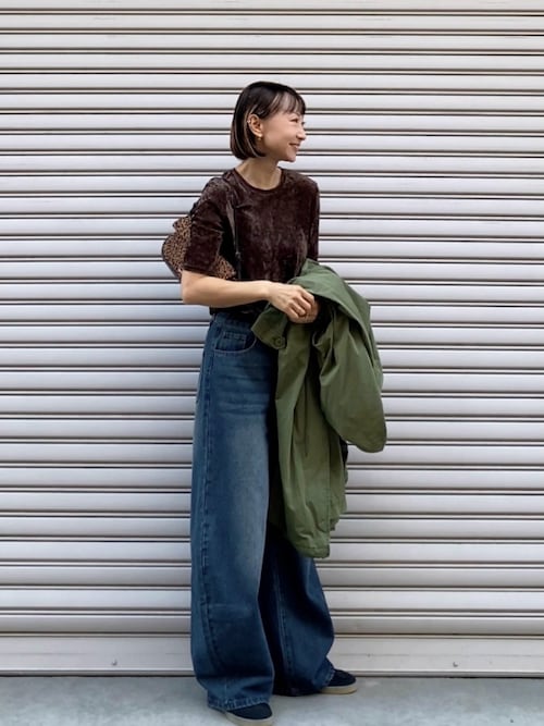 セール】ベロアハーフスリーブトップス（Tシャツ/カットソー）｜THE