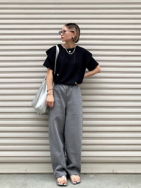 「アイテム（スウェットパンツ）」を使った、SIZUさん（レディース・156cm）の夏コーディネート