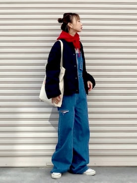 「GRL（グレイル）のアイテム（オールインワン・サロペット）」を使った、SIZUさん（レディース・156cm）の冬コーディネート