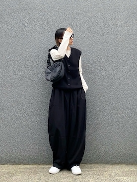 「アイテム（ベスト）」を使った、SIZUさん（レディース・156cm）の秋コーディネート