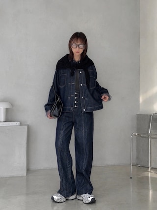 「BONLECILL(ボンルシール)のデニムジャケット/Gジャン(デニムジャケット)」を使った、SIZUさん(レディース・156cm)の秋コーディネート