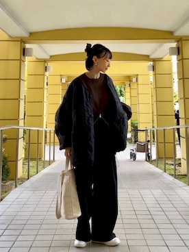 「アイテム（シュシュ）」を使った、SIZUさん（レディース・156cm）の秋コーディネート