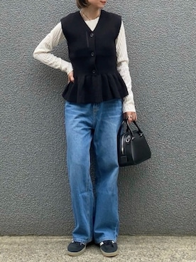 「アイテム（ベスト）」を使った、SIZUさん（レディース・156cm）の秋コーディネート
