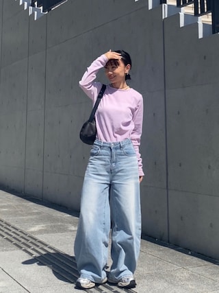「DISCOAT（ディスコート）の【リピーター続出!】フロッキーメッシュロングスリーブ《WEB限定カラーあり》（Tシャツ/カットソー）」を使った、SIZUさん（レディース・156cm）の夏コーディネート