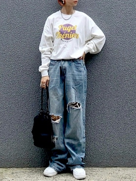 「秋先取りコーデ」｜「アイテム（Tシャツ/カットソー）」を使った、SIZUさん（レディース・156cm）の秋コーディネート