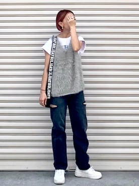 「HOLIDAY（ホリデイ）のアイテム（ショルダーバッグ）」を使った、SIZUさん（レディース・156cm）の夏コーディネート